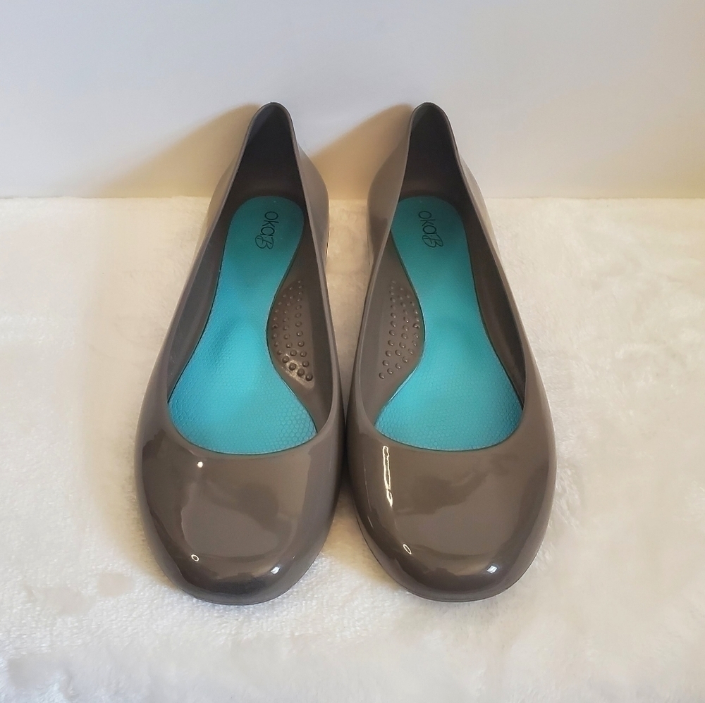 OKA B Taylor Gray Brown Jelly Rubber Ballet Slip On Flats Size US 8 EU 38 - Picture 5 of 15